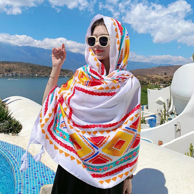 WHITE SUMMER SCARF - Ešarpa za plažu u beloj boji