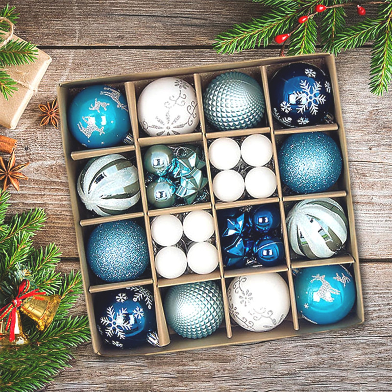 White-Blue Shine set - 42 magična ukrasa za jelku u plavim i belim nijansama