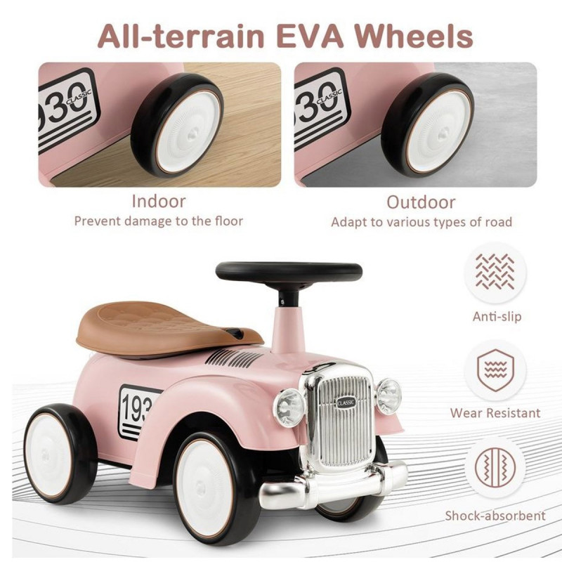 Pink Old Timer - Dečija Old Timer guralica sa pregradom za igračke
