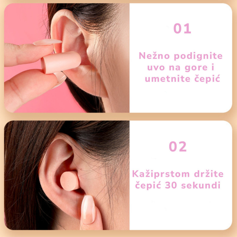 Teglica sa čepićima - Meki čepići za uši protiv buke - 20 komada