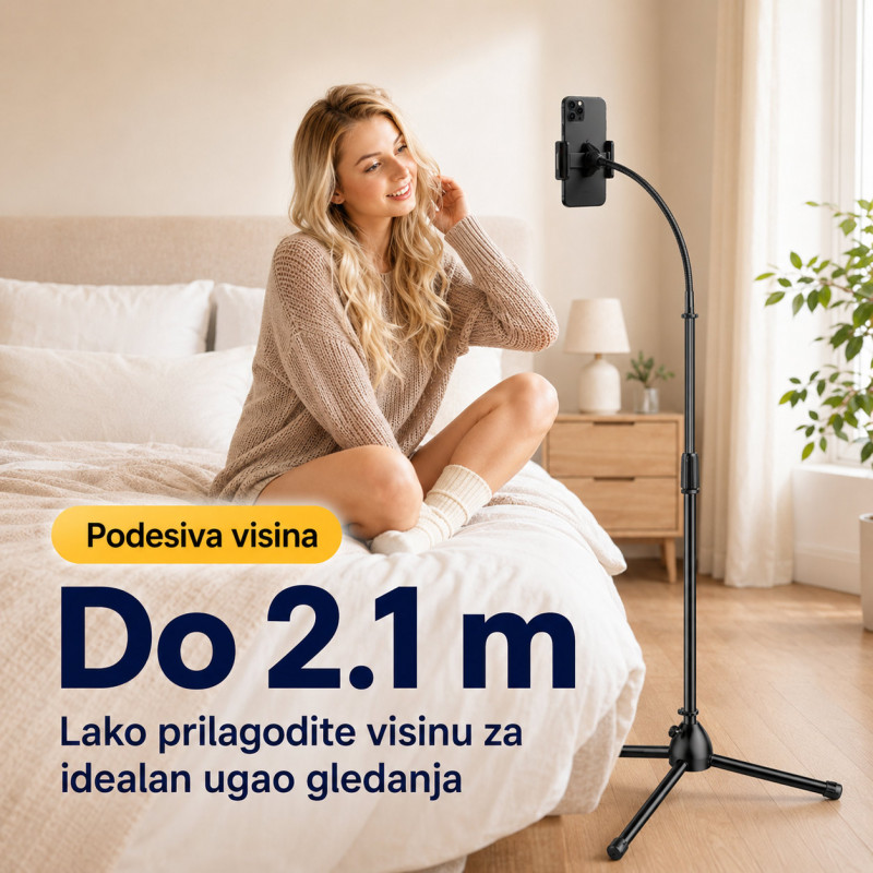 Visoki tripod stalak za telefon 360° – za snimanje, video pozive i gledanje sadržaja