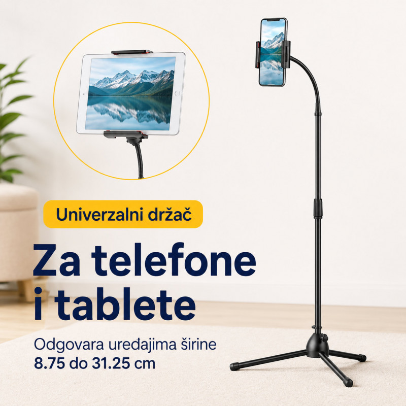 Visoki tripod stalak za telefon 360° – za snimanje, video pozive i gledanje sadržaja