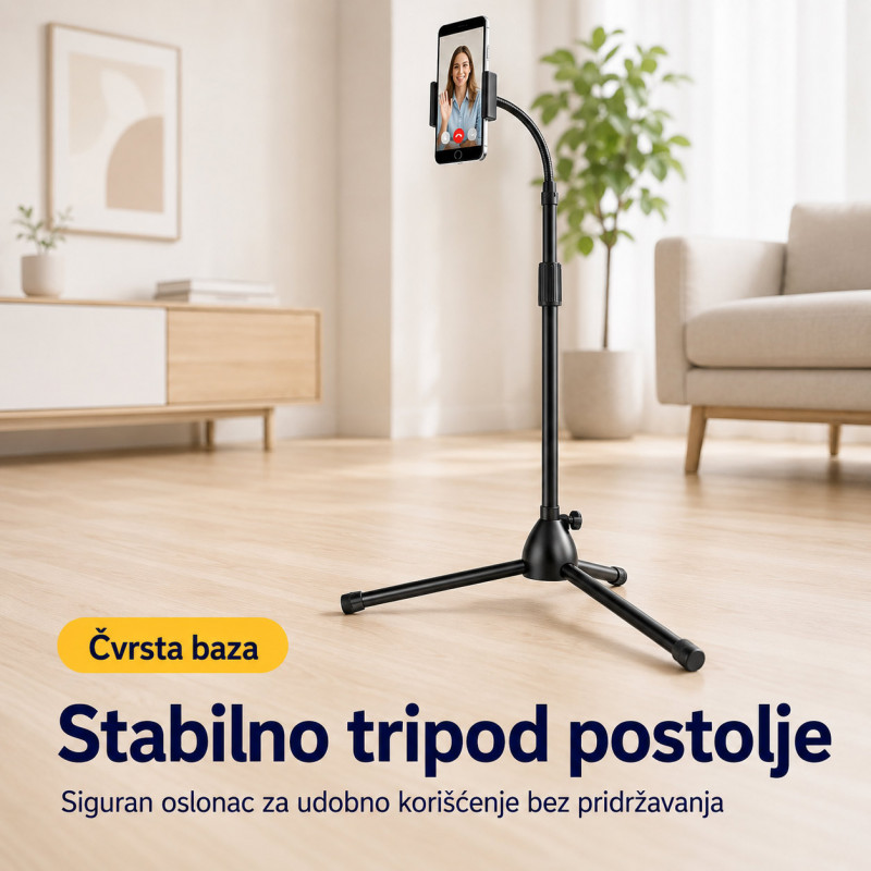 Visoki tripod stalak za telefon 360° – za snimanje, video pozive i gledanje sadržaja