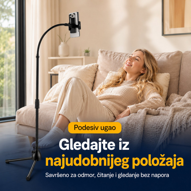 Visoki tripod stalak za telefon 360° – za snimanje, video pozive i gledanje sadržaja