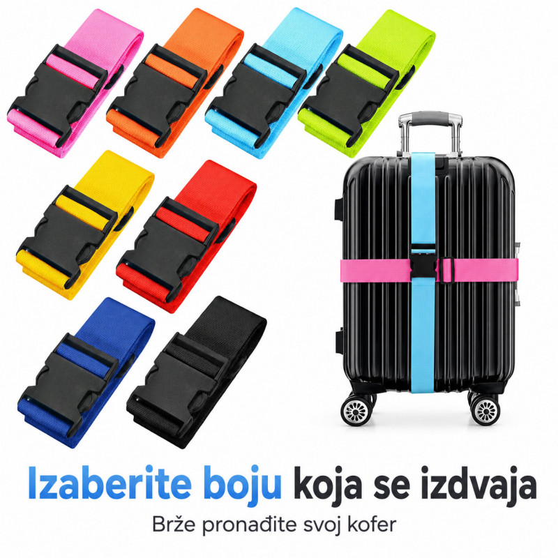 Podesivi sigurnosni kaiš za kofer – lakše prepoznavanje i zaštita prtljaga