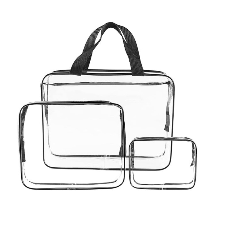 Set od 3 transparentne vodootporne kozmetičke torbice za putovanja