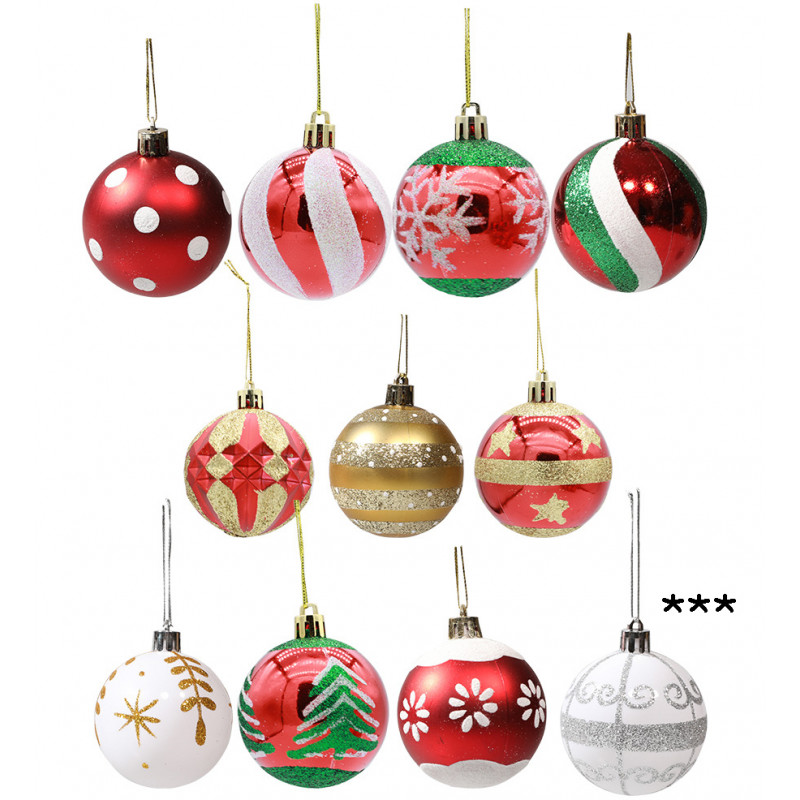Silver Glow - Set od 6 srebrnih ukrasnih kugli za jelku sa svetlucavim šarama