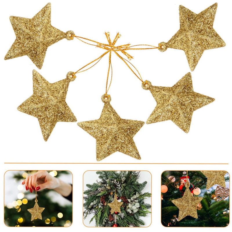 Golden stars – Set od 6 ZLATNIH zvezda ukrasa za jelku