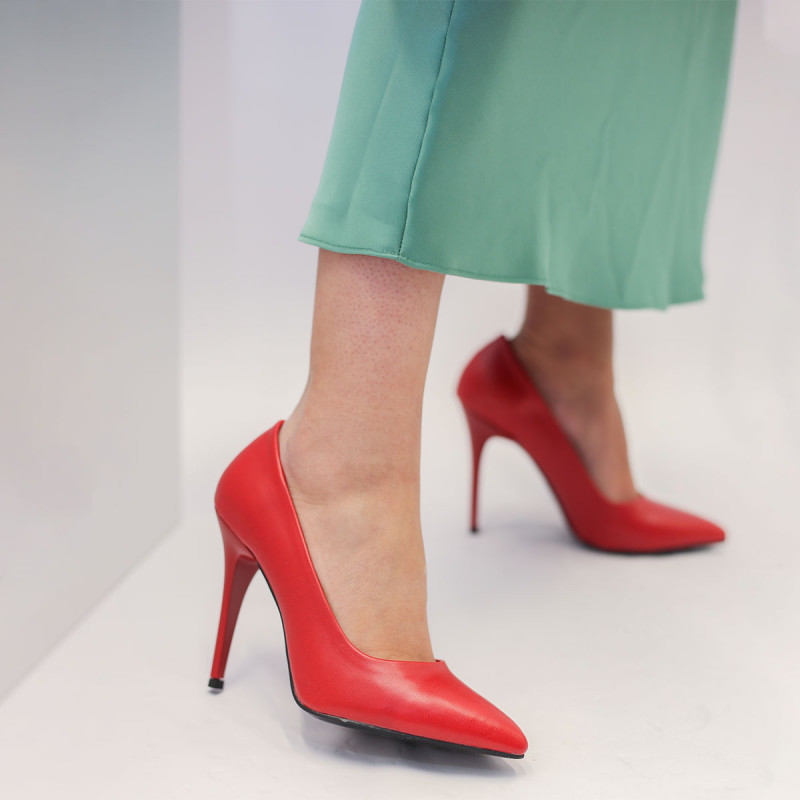 Ženska crvena elegantna cipela-salonka sa tanjom petom 1700 RED MAT
