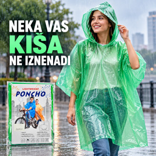 Vodootporni pončo za kišu za odrasle – lagana kabanica sa kapuljačom