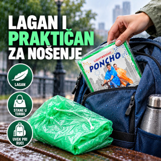 Vodootporni pončo za kišu za odrasle – lagana kabanica sa kapuljačom