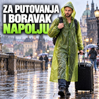 Duga vodootporna kabanica sa kapuljačom i dugmadima – 155 cm