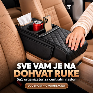5u1 Auto naslon za centralni naslon sa organizatorom, držačima za čaše i maramice