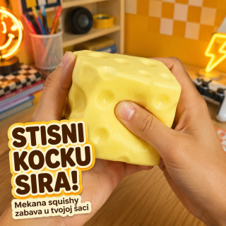 Squishy igračka u obliku sira za stiskanje – 7 cm