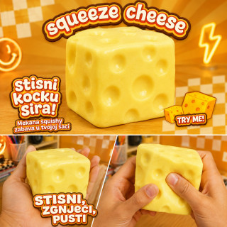 Squishy igračka u obliku sira za stiskanje – 7 cm