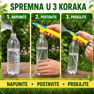 Ručna prskalica za plastične flaše – podesiva maglica i mlaz