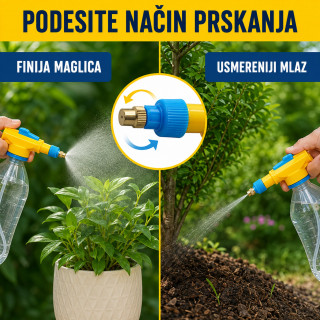 Ručna prskalica za plastične flaše – podesiva maglica i mlaz