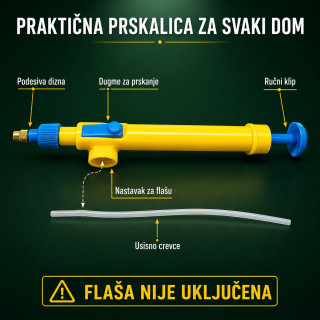 Ručna prskalica za plastične flaše – podesiva maglica i mlaz