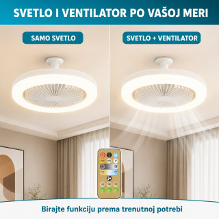 Plafonski LED ventilator 2 u 1 sa klasičnim E27 grlom i daljinskim upravljačem – 40 W