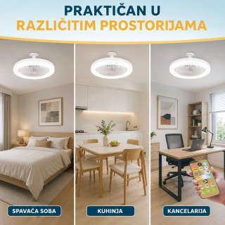 Plafonski LED ventilator 2 u 1 sa klasičnim E27 grlom i daljinskim upravljačem – 40 W