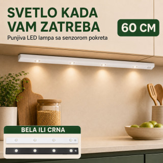Magnetna LED lampa sa senzorom pokreta 60 cm sa USB kablom
