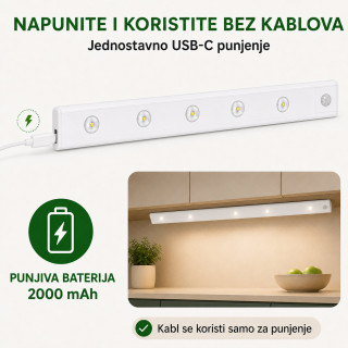 Magnetna LED lampa sa senzorom pokreta 80 cm sa USB kablom
