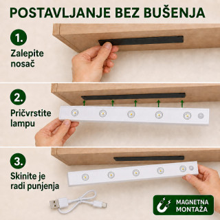 Magnetna LED lampa sa senzorom pokreta 80 cm sa USB kablom