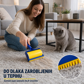 Perivi lepljivi valjak 2u1 za dlake i nečistoće – veliki + putni valjak