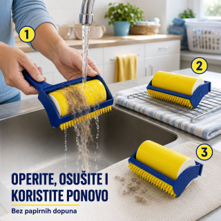 Perivi lepljivi valjak 2u1 za dlake i nečistoće – veliki + putni valjak
