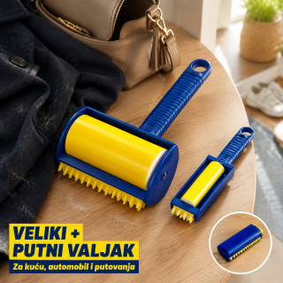 Perivi lepljivi valjak 2u1 za dlake i nečistoće – veliki + putni valjak