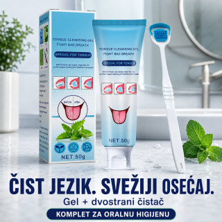 Set za čišćenje jezika sa gelom i dvostranim čistačem