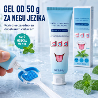 Set za čišćenje jezika sa gelom i dvostranim čistačem
