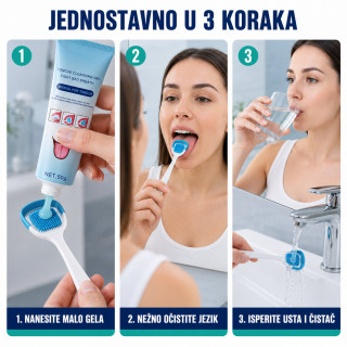 Set za čišćenje jezika sa gelom i dvostranim čistačem
