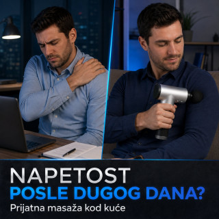 Bežični masažni pištolj sa 4 glave i podesivim intenzitetom
