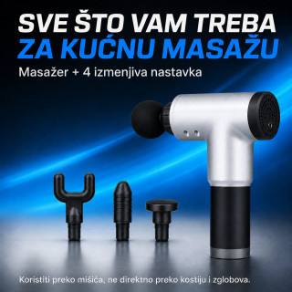 Bežični masažni pištolj sa 4 glave i podesivim intenzitetom