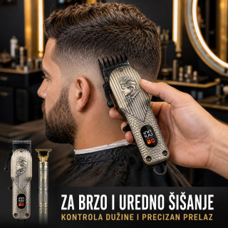 RETRO Bežični set za šišanje i oblikovanje brade 2u1 – mašinica + precizni T-trimer