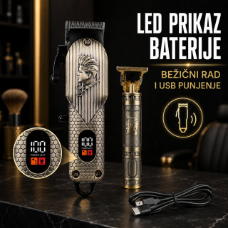 RETRO Bežični set za šišanje i oblikovanje brade 2u1 – mašinica + precizni T-trimer