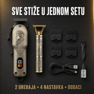 RETRO Bežični set za šišanje i oblikovanje brade 2u1 – mašinica + precizni T-trimer