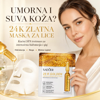 SADOER 24K Zlatna Ampula Maska za lice – intenzivna hidratacija i sjaj