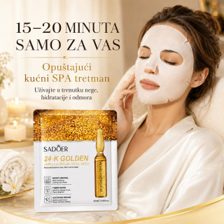 SADOER 24K Zlatna Ampula Maska za lice – intenzivna hidratacija i sjaj