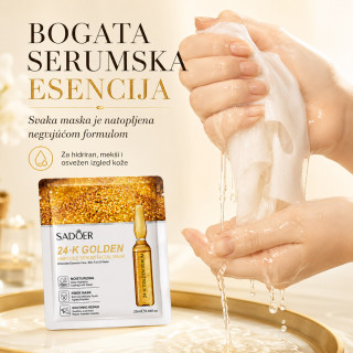SADOER 24K Zlatna Ampula Maska za lice – intenzivna hidratacija i sjaj