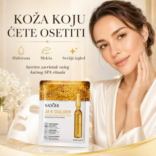 SADOER 24K Zlatna Ampula Maska za lice – intenzivna hidratacija i sjaj