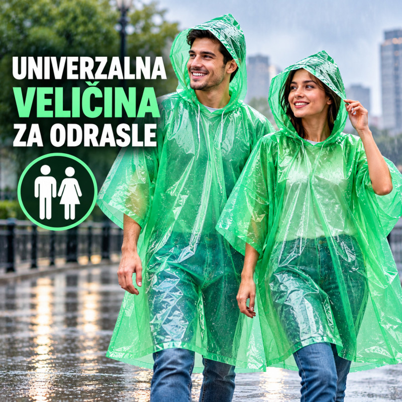 Vodootporni pončo za kišu za odrasle – lagana kabanica sa kapuljačom