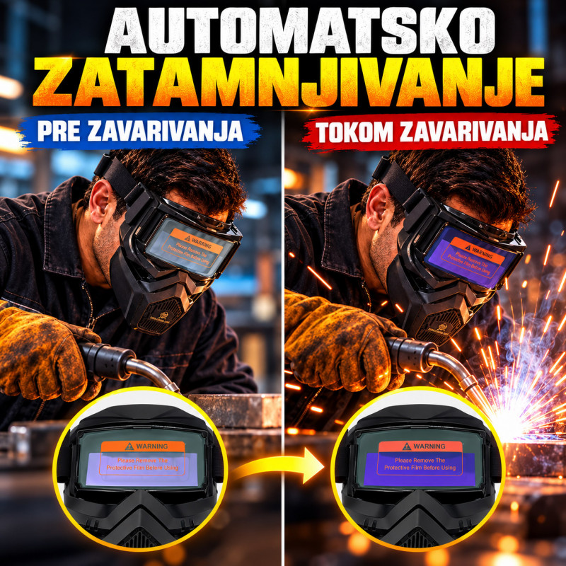 Automatska maska za zavarivanje sa samozatamnjivanjem – solarna