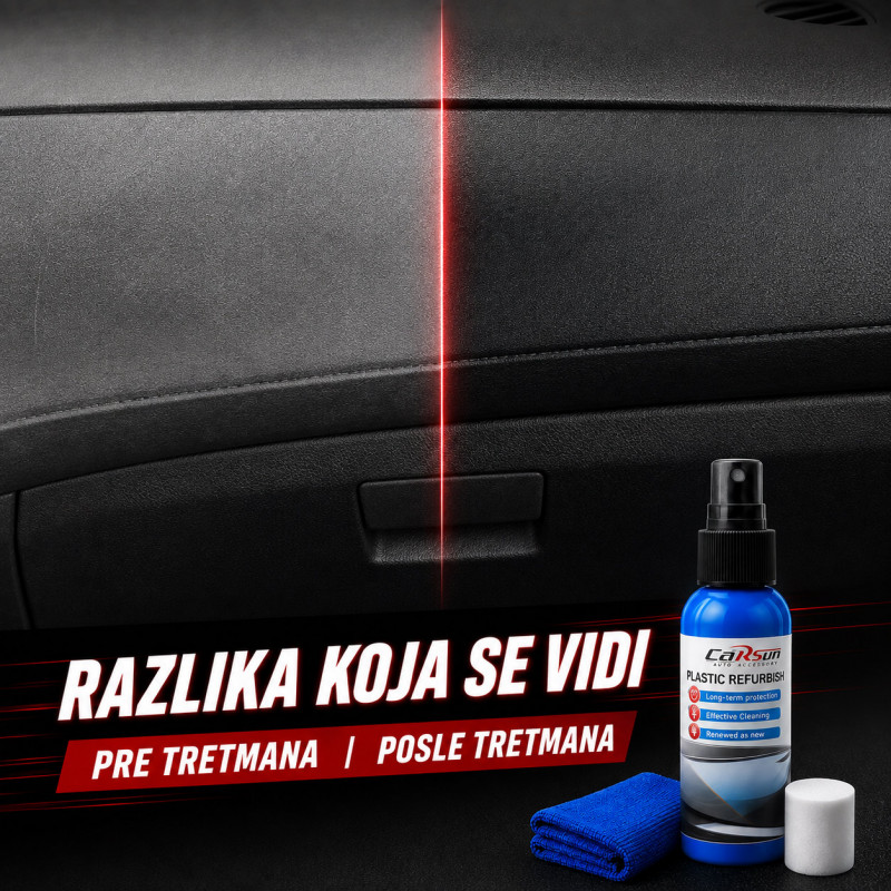 Sprej za obnovu i sjaj plastičnih delova automobila sa mikrofiber krpom – 100 ml