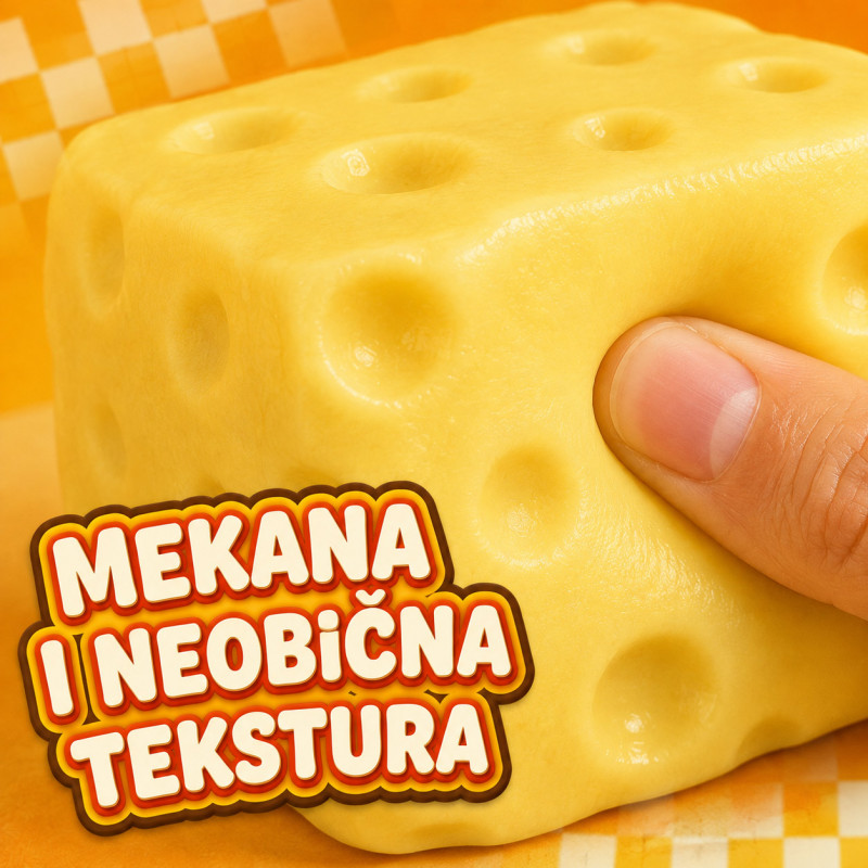 Squishy igračka u obliku sira za stiskanje – 7 cm