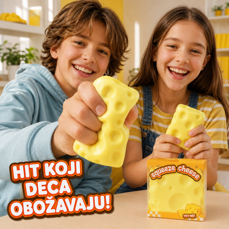 Squishy igračka u obliku sira za stiskanje – 7 cm