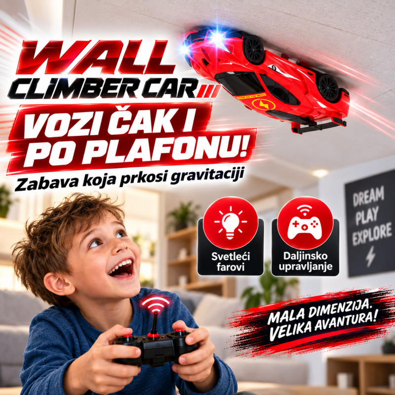 Wall Climber Car – Auto na daljinski koji ide po zidovima, plafonu i podu