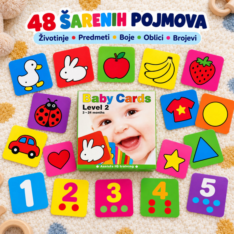 Baby Cards Level 2 – edukativne kartice sa prvim pojmovima (3–24 meseca)