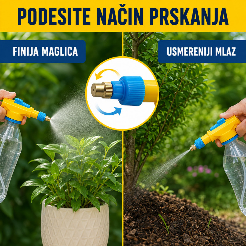 Ručna prskalica za plastične flaše – podesiva maglica i mlaz